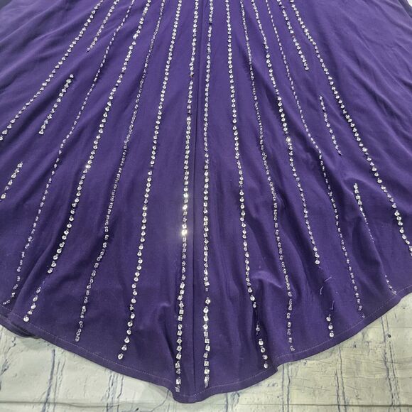 Betsy & Adam WOMENS SIZE 0 Purple Metallic Halter Formal Evening Dress Gown - Picture 9 of 16